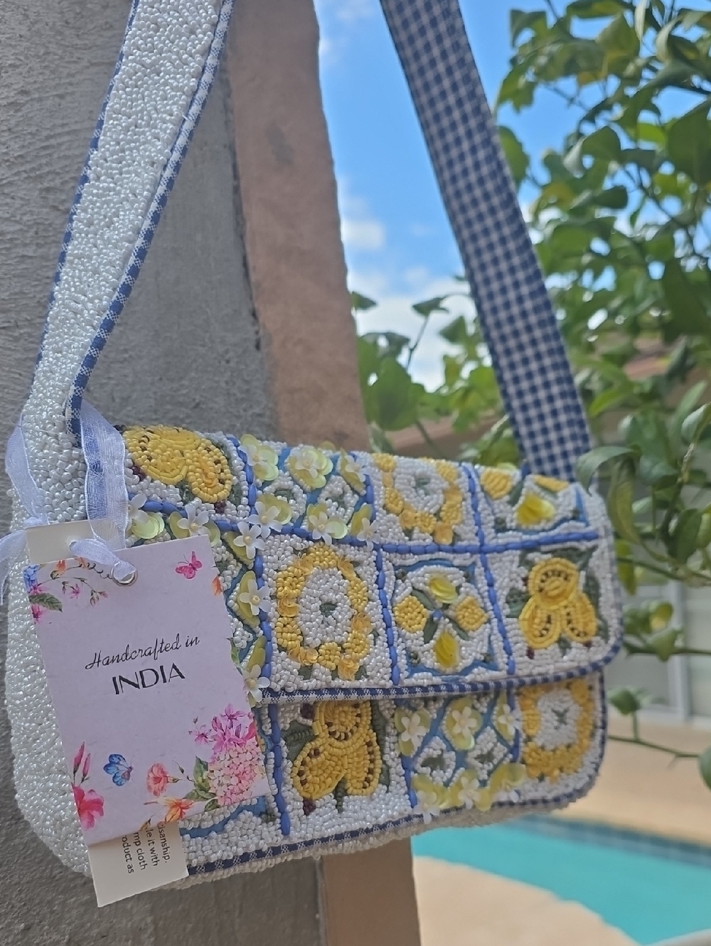 Viral Handcrafted Yellow & White Beaded Purse